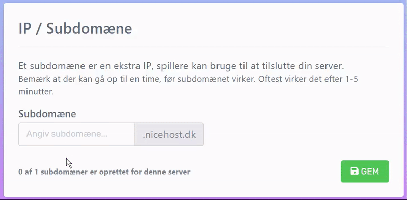 Lav din egen server IP til din server hos Nice-Hosting.dk