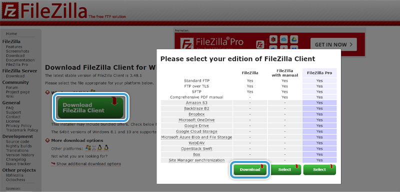 Download FileZilla Client