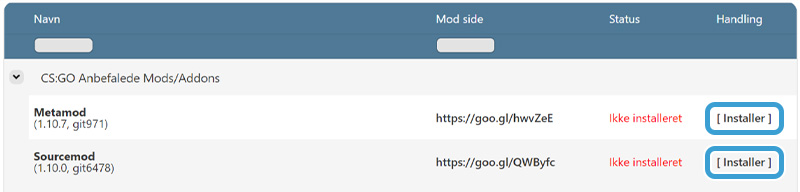Installer Sourcemod og Metamod på din CSGO server hos Nice-Hosting